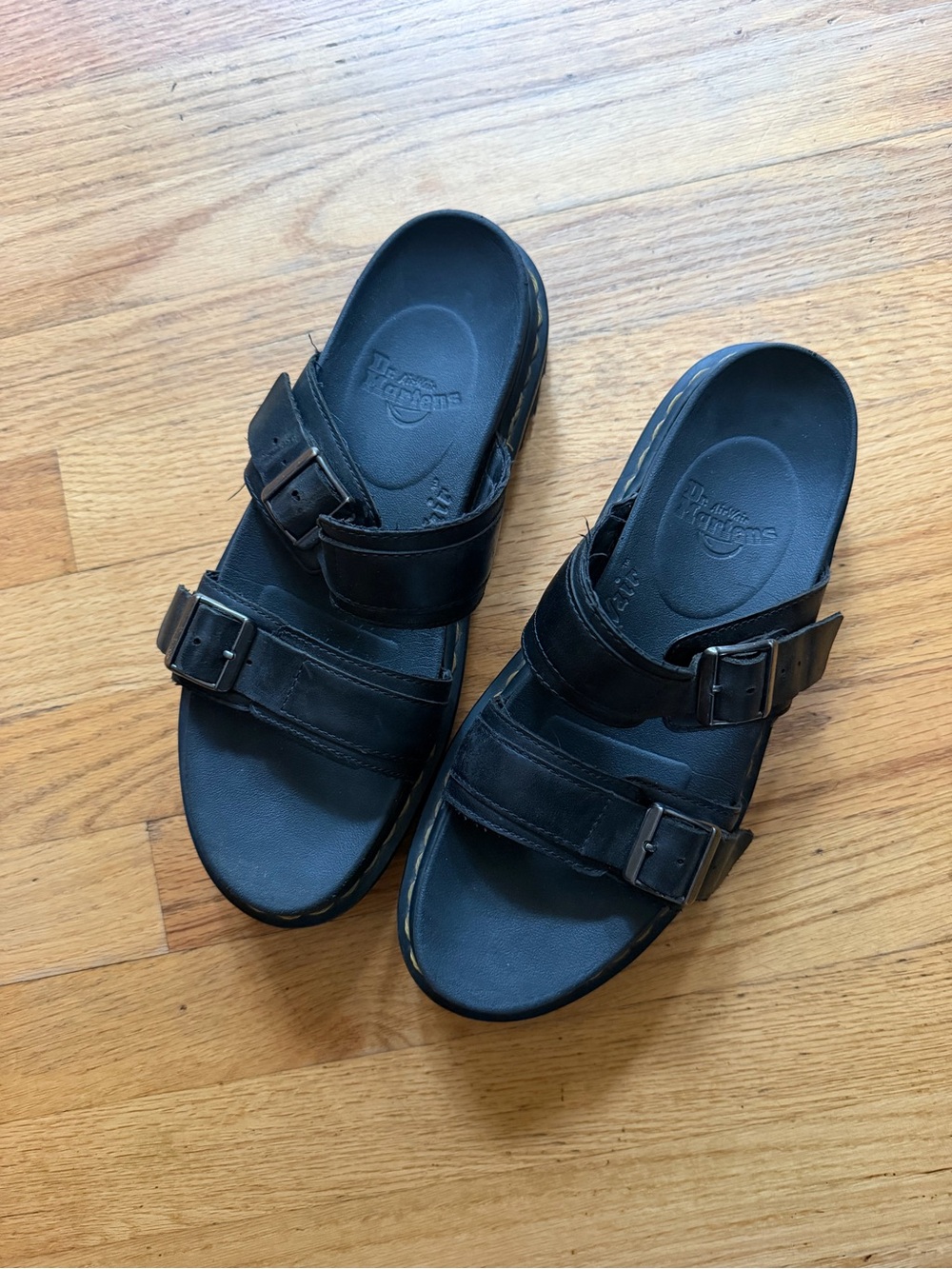 Dr. Martens Black Double-Strap Slide Sandals